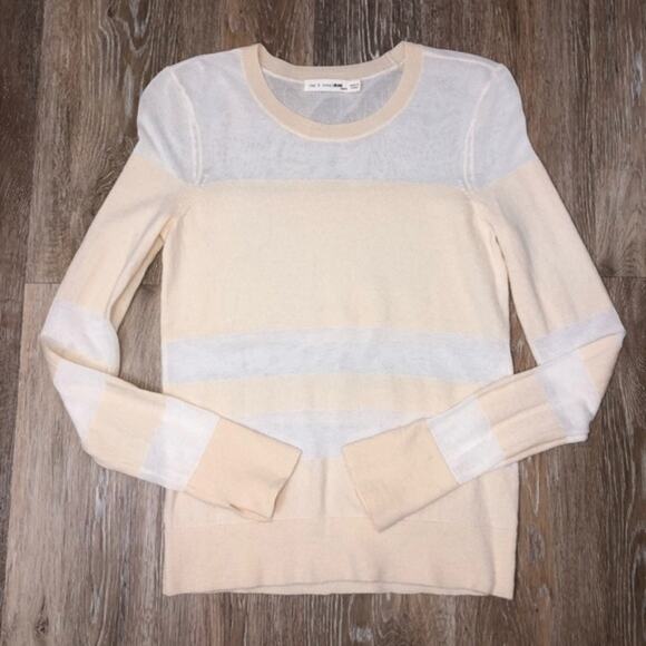 Rag & Bone Vivi Crew Neck Ivory Merino Wool Sweater Size X-Small - Picture 3 of 9